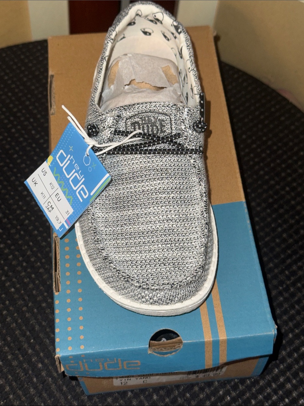 Hey Dude Kids Heather Gray Knit Slip-On Sneakers